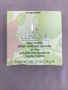 B. CLINIQUE Stay-Matte Sheer Pressed Powder in 01 Stay Buff (VF) 0.27 OZ/7.6 g - Picture 1 of 3