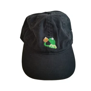 Bestickte Kermit Meme Mütze Herren verstellbar schwarz Riemen Baseballkappe Teeschlucken - Bild 1 von 9