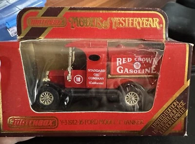 Modelos Matchbox de Antaño Y-3 1912-16 Ford Modelo T Tanker Corona Roja Gasolina Foto 1 de 4