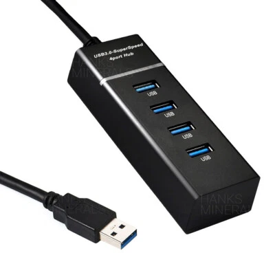 4-Port USB 3.0 Hub Splitter Multi Adapter High Speed For PC Mac Desktop Laptop - Image 1 of 3
