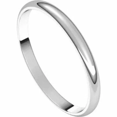 2mm Mens and Womens Platinum Round Wedding Band Size 4-20 +1/2 Sizes Ultra Light - Image 1 of 3