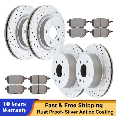 Front & Rear Disc Brake Rotors + Brake Pads for 2014 2015 2016 2017 Nissan Rogue — 第 1/4 张图片