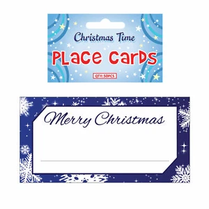 Christmas Table Settings / Name Place Cards Pack of 50 - Blue Snowflake Design - Picture 1 of 1