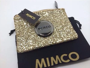 New 💜💜💜 Mimco Tiny Sparks Gold & Gunmetal Small Pouch PURSE + Dust Bag - Picture 1 of 6