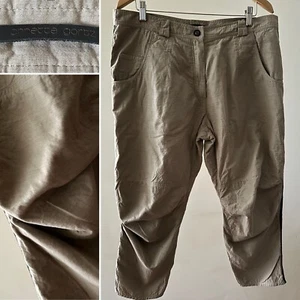Designer ANNETTE GORTZ Brown Cotton Blend Front Flat Mid Rise Cropped Pant Large - Picture 1 of 12