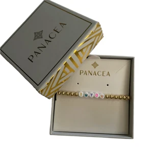 Panacea "I Love You" Perlen Gold Stretch Armband Gold - NEU - Bild 1 von 7