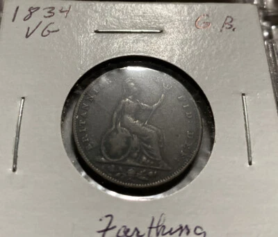 1834 Gran Bretaña (Reino Unido) 1 Farthing - Guillermo IV - VF Foto 1 de 2