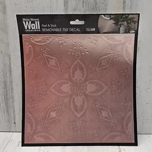 (1) Peel Stick 8"x8" Art Wall Tile Backsplash METALLIC FLORAL Scroll Made in USA - Picture 1 of 4