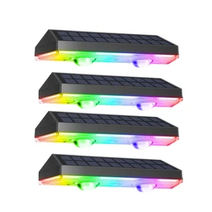 4x Solar Power Fence Lights Deck Door Wall Stair Step Outdoor Garden Decor Lamp - Picture 1 of 12