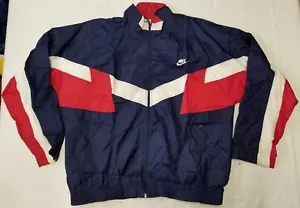 Nike full-zip windbreaker jacket Men sz L red/white/navy vintage 90s - Picture 1 of 12