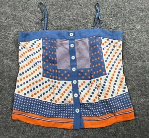 Maeve Anthropologie Silk Cami Womens 12P Polka Dot Print Fairy Boho Orange Blue - Picture 1 of 12