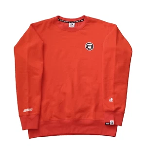 AAPE A Bathing Ape Sweatshirt Mens L Orange Crewneck Logos Embroidered Sweater - Picture 1 of 19