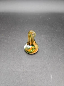 VTG. Hand Blown Art  Glass Shaped Kiss Candy w/Green, Orange Swirl Pattern - Picture 1 of 4