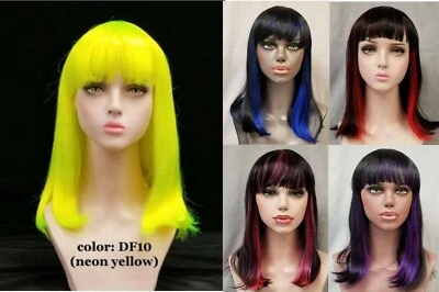 WOMENS 20" LONG STRAIGHT HAIR CLEOPATRA STYLE WIG W/ BANGS SKIN TOP KAPUKI - Image 1 of 4