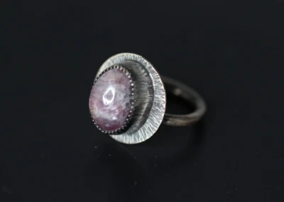 Ruby Ring Red Pink Oval Cabochon Gemstone 925 Sterling Silver Size 5.5 Rubies - Image 1 of 4