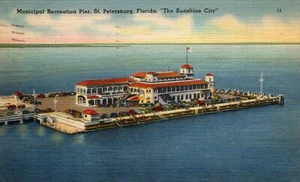 St Petersburg Municipal Recreation Pier Linen Postcard Posted 1941 - Picture 1 of 2
