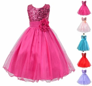 Bilo Lovely Sequin Little Girl Flower Dress, 5 Colors, 2T-8 - Picture 1 of 38