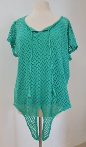 French Laundry S/S Häkelbluse mit T-Shirt Futter hell türkis 2X - Bild 1 von 10