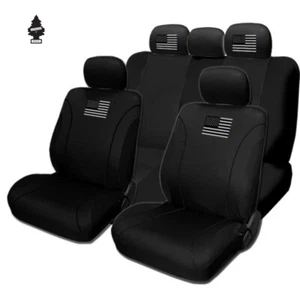 For Mazda New American Black Cloth Flag Car Truck SUV Seat Covers Full Set  - Picture 1 of 11