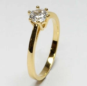 GOLD DOUBLE *** Zirkonia Solitär Ring vergoldet, Größenauswahl - Bild 1 von 2