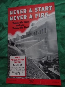 Affiche prévention des accidents années 30/40 : Never a start (pompiers)) - Imagen 1 de 1