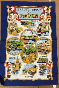 Devon Vintage Beauty Spots Geschirrtuch 75 cm x 50 cm 100 % Baumwolle Küche landschaftlich reizvoll - Bild 1 von 2