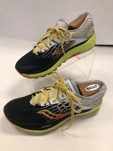 Saucony ISO Series S20290-3 Mens Running Shoes Trainers Sz 8 Black White Yellow - Picture 1 of 7