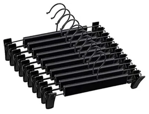 Pants Hangers with Clips, Skirt Hangers, 360 ° Swivel Hooks Space 10Pack Black - Picture 1 of 8