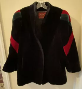 VTG Sasson Borgazia Black Faux Fur Coat Jacket SZ 10 Nice!! - Picture 1 of 12
