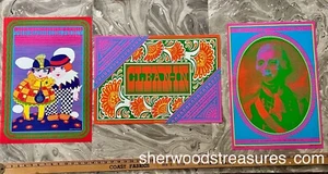 3 ORIG SUMMER OF LOVE MOSCOSO 1967 NEON ROSE POSTERS WASHINGTON CLEAN IN HIPPIE - Picture 1 of 11