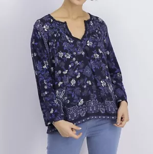 Lucky Brand Women’s Floral Boho Blouse, Navy NWT (Size S/P) - Picture 1 of 14
