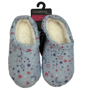 Cuddl Duds Blue Stars Allover Print Fleece Clog Slippers Girls Small 1-2 NEW - Picture 1 of 12