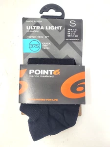 Point6 Merino Wool Ultra Light 37.5 Quick Dry No-Show Tab Socks Size SMALL Black - Picture 1 of 4