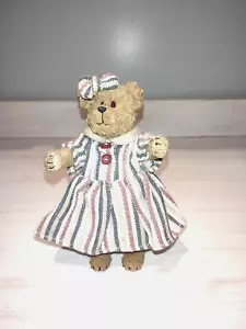 Boyd's Bears & Friends Resin Jointed Bear Wearing Stripped Dress - Picture 1 of 4