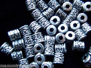 100 Piezas 8mm Tibet Plata Estilo Cilindro Cuentas de Acrílico - Picture 1 of 1
