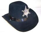 KIDS BLACK VELVET SHERIFF HAT W BADGE cowboy headwear COP NEW