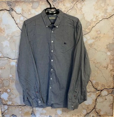 Burberry Brit Men’s XXL Gray Striped Button Down Dress Shirt 100% Cotton  - Image 1 of 4