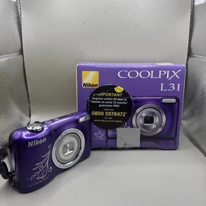 Nikon Coolpix L31 16.1 MP Digital Camera In Purple Full Working Order - Picture 1 of 18