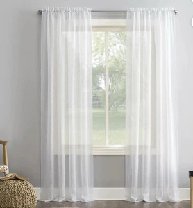 Weiß Crushed Voile transparente Stange Tasche Gardine Panel 51 B x 84 L Lichtfilter - Bild 1 von 1