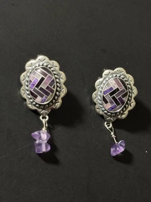 Pendientes vintage de amatista de plata de ley Carolyn Pollack Foto 1 de 4