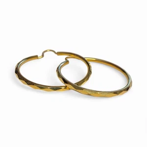 14K Gelbgold 1-1/2" facettierte Creolen 4,3 Gramm - Bild 1 von 7