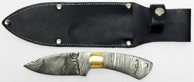 Custom Forged Handmade Damascus Steel Blank Blade Knife Drop Point 7.5" + Sheath - Image 1 of 4