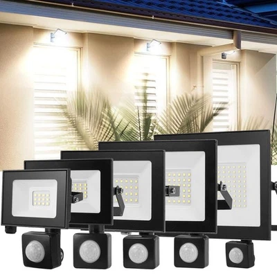 LED Fluter Bewegungsmelder 230V Strahler Scheinwerfer Baustrahler Außenstrahler - Bild 1 von 4