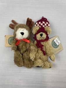 Boyds Bears Ansel Reindeer & Fitzgerald Christmas Plush Bear Jointed 8" Tag - Picture 1 of 4