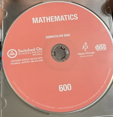 2015 6th Grade Switched On Schoolhouse 1 Mathematics CD, No Installation Disk - Image 1 of 2