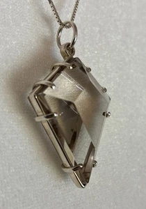 Riesiger Rauchquarz Anhänger Drachenschliff mit Sterlingsilber 0,925 17" Box Kette Italien - Bild 1 von 14