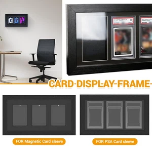 3 Trading Card Display Frame Wall Mount UV Protection Real Glass Card Display US - Picture 1 of 11