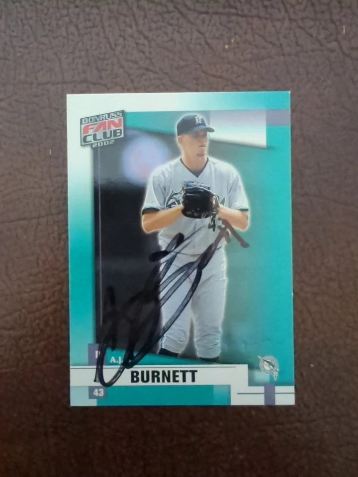 AJ Burnett Signed Autograph 2002 Donruss Fan Club Card MLB Baseball Marlins - Image 1 of 1