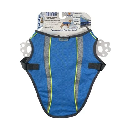 NWT HydroDogz Hydro Cool Cooling Vest Medium Blue Reflective Stripes UPF 50+ - Image 1 of 4
