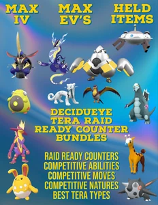 Pokemon Scarlet And Violet Shiny 6IV DECIDUEYE RAID READY COUNTERS MAX EV'S - Bild 1 von 1